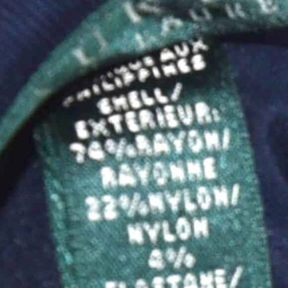 Lauren Ralph Lauren Navy Blue Flared Skirt Size 18W Rayon Blend Preppy Nautical - Picture 7 of 7